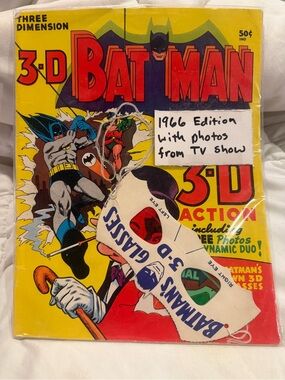 Batman 3-D Glasses Promotional Card with Red, Yellow, Blue, Green, Black